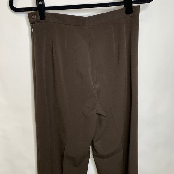 Dark Brown Trousers Flat Front Sz 4 - Picture 4 of 8